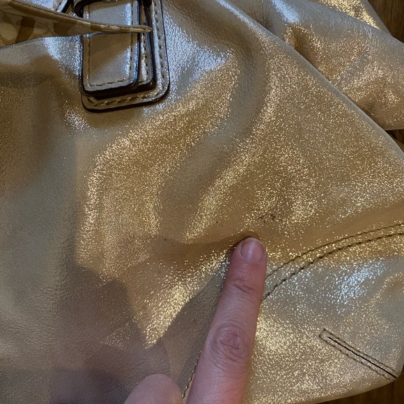 Coach Bag Tote Gold Shimmer Purse - Picture 4 of 7